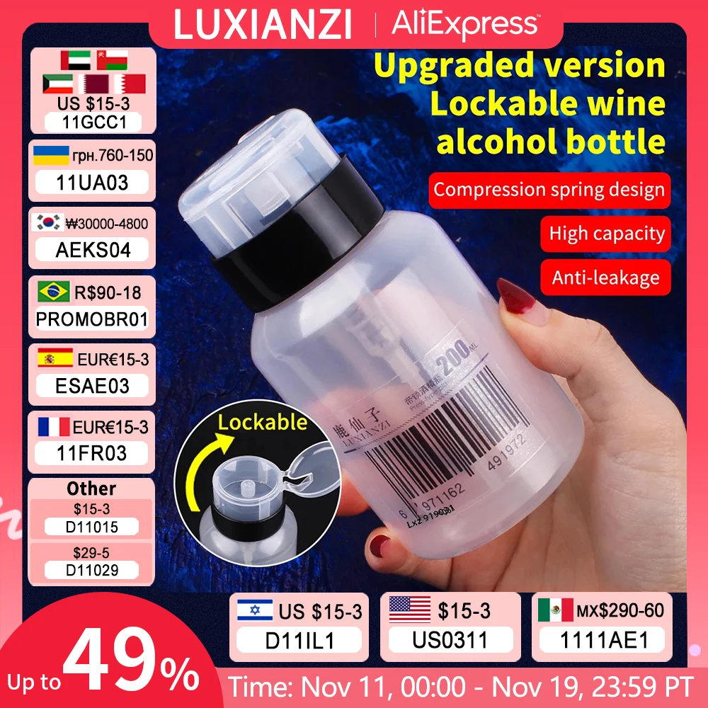 LUXIANZI 200ml Press-on Plastic Alcohol Bottle With Lock Storage Cleaner Soldering Paste Flux Press For Phone PC Tablet Repair