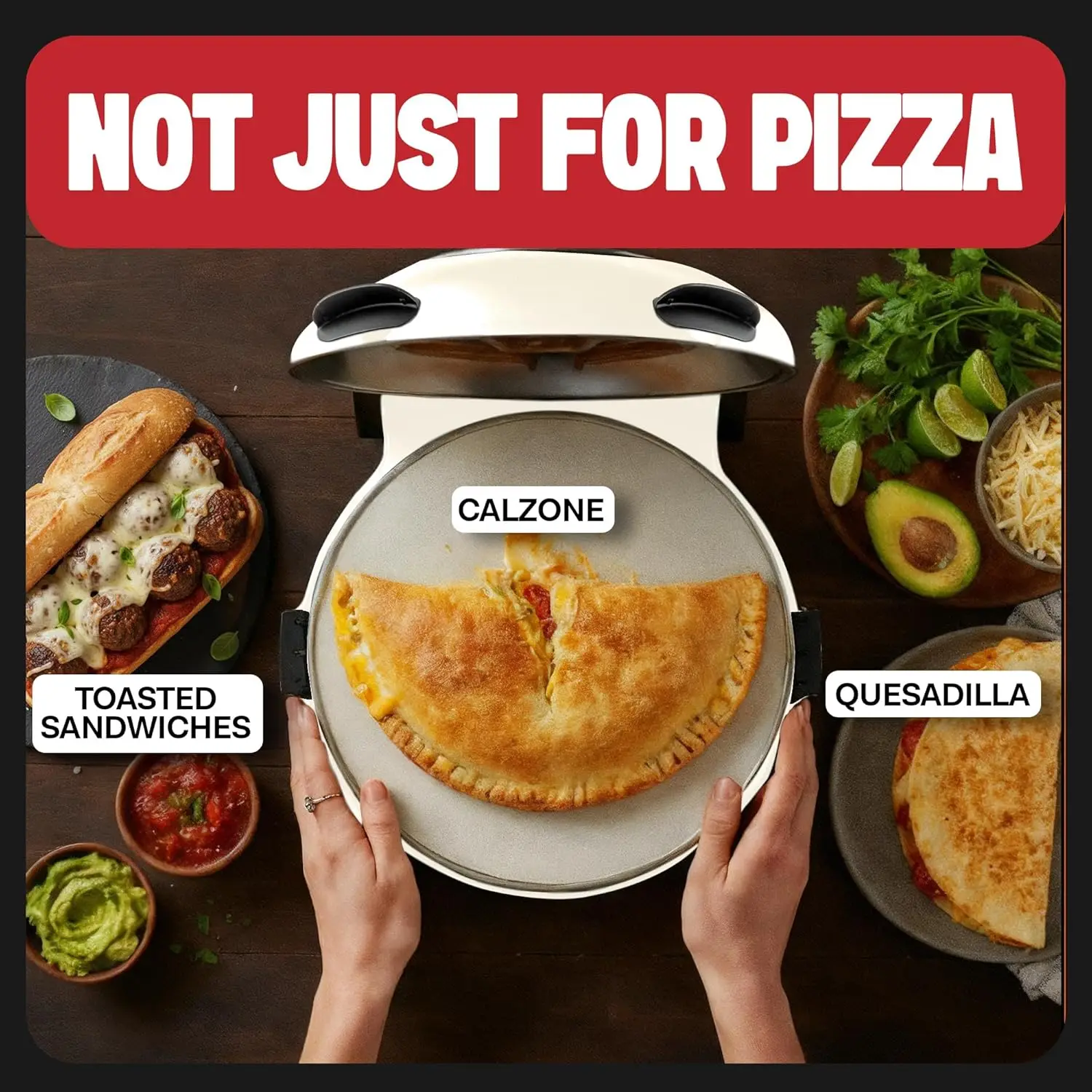 فرن بيتزا قشرة مقرمشة من حجر الجرانيت - فرن بيتزا كهربائي مقاس 12 بوصة صانع سطح الطاولة الداخلي مع حرارة حجر السيراميك u #6