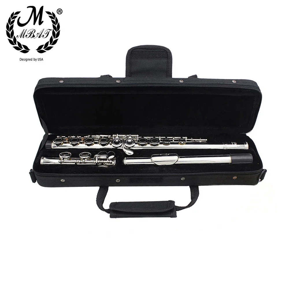 M MBAT Black Flute Case Woodwind Instrument Accessories Waterproof Oxford Cloth Cotton Pad Gig Bag With Strap Music Tool Storage