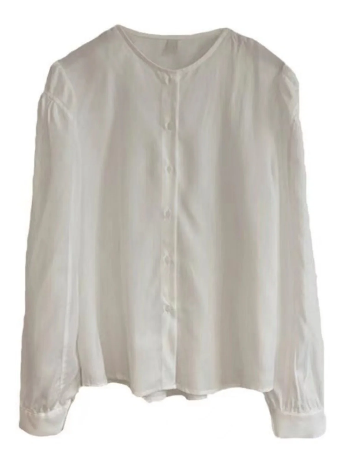 

Весна 2023, Dongda Gate Bubble Long Sve, круглый, белый, тонкий, женский, свободный крой, повседневный, цвет Sle