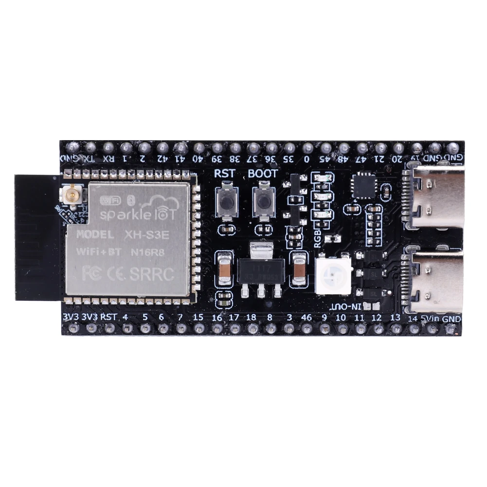 ESP32-S3-DevKitC-1 Bluetooth 2.4G Placa de Desenvolvimento de Módulo Wifi para Arduino 16MB FLASH 8MB PSRAM 44Pin Dual Type-C N8R2 N16R8