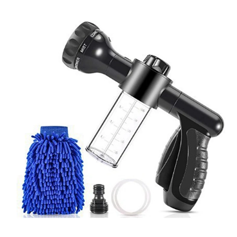 Car Cleaning Parts Water Pipe Nozzle With Soap Dispenser And Cleaning Rag For Car Washing And Watering Plants