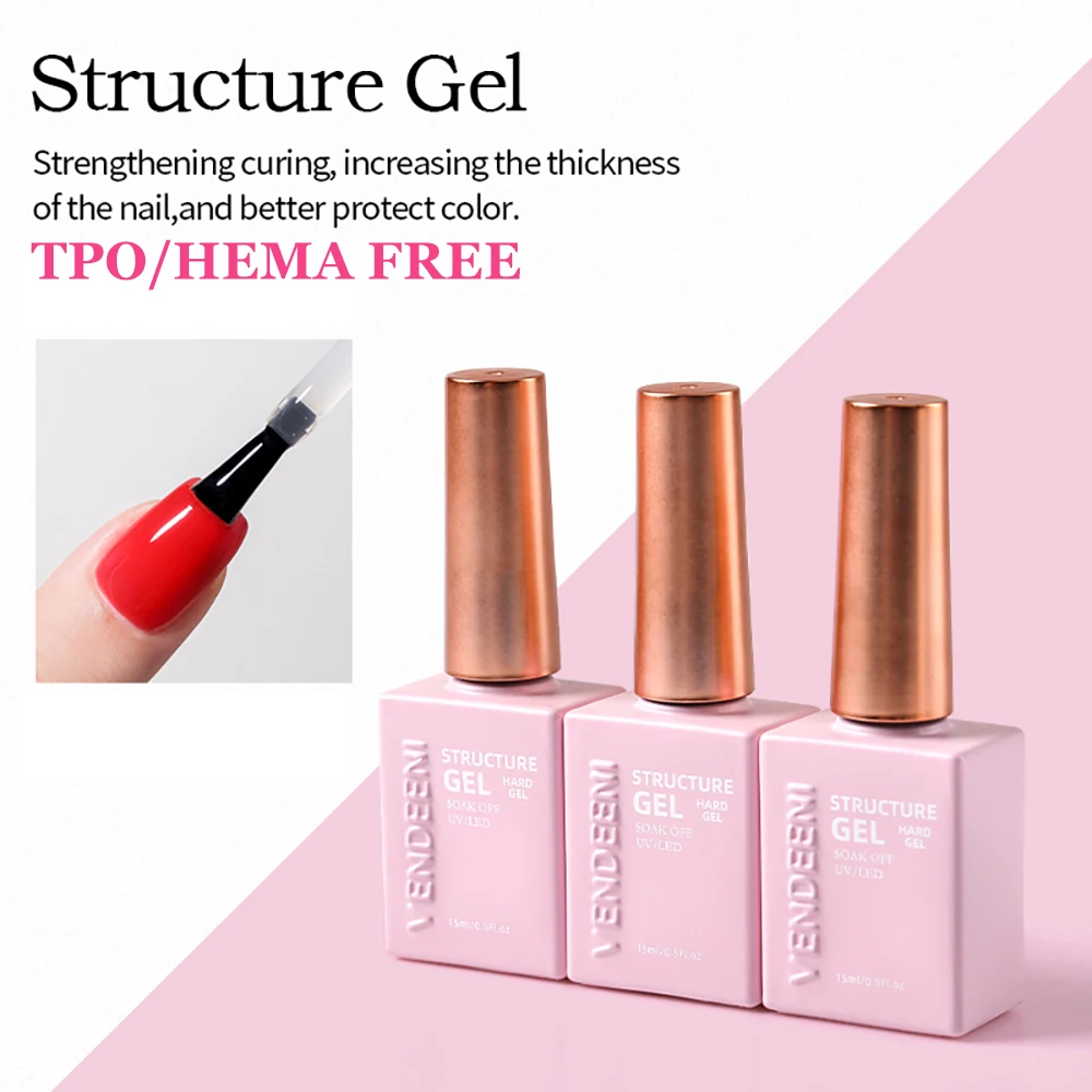 Vendeeni TPO HEMA FREE Reinforced Gel Nail Polish Thickened Protect Nails UV Soak Off Gel Varnish Strong Nail Structure Hard Gel