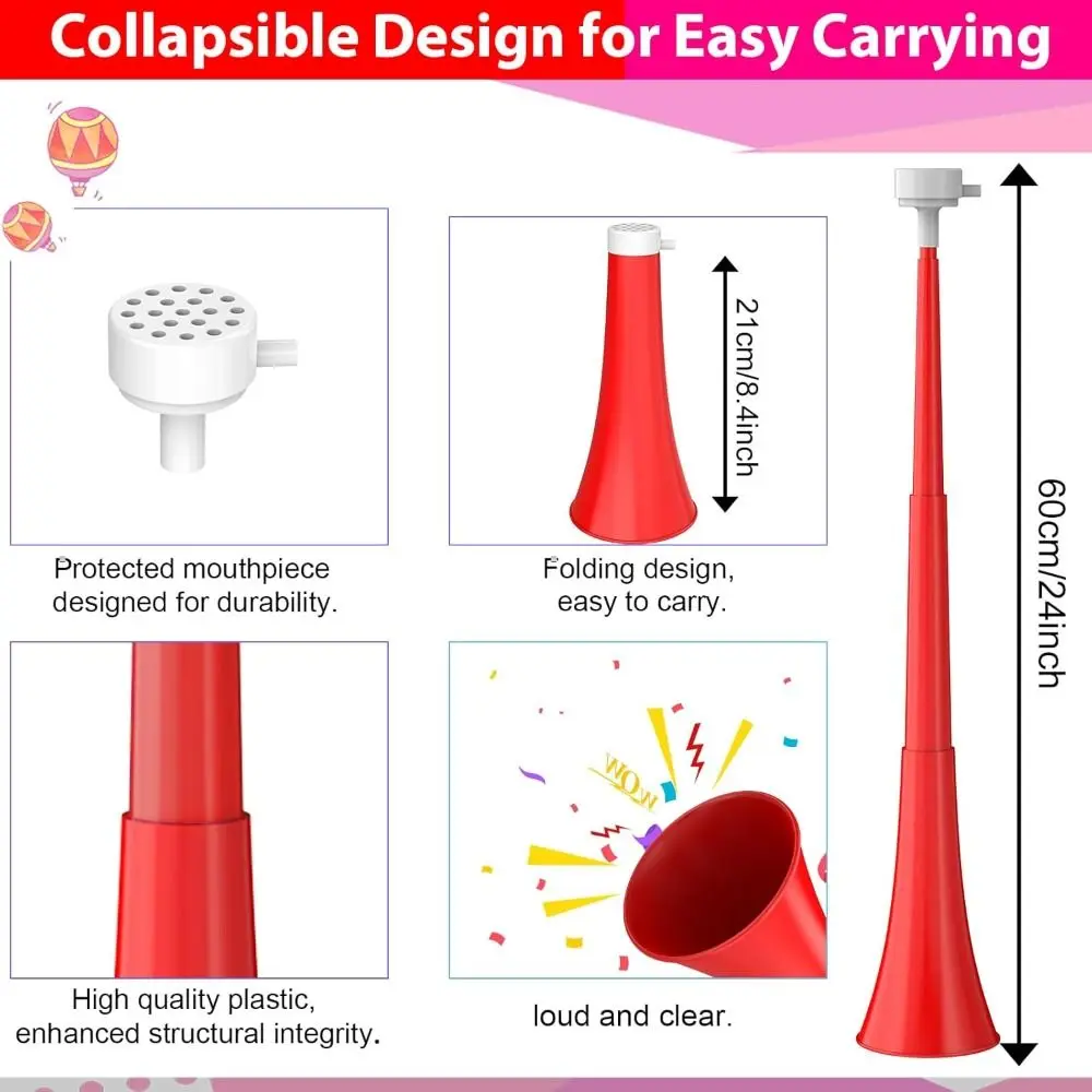 Vuvuzela plegable de plástico, bocina sonora para eventos - imagen 5