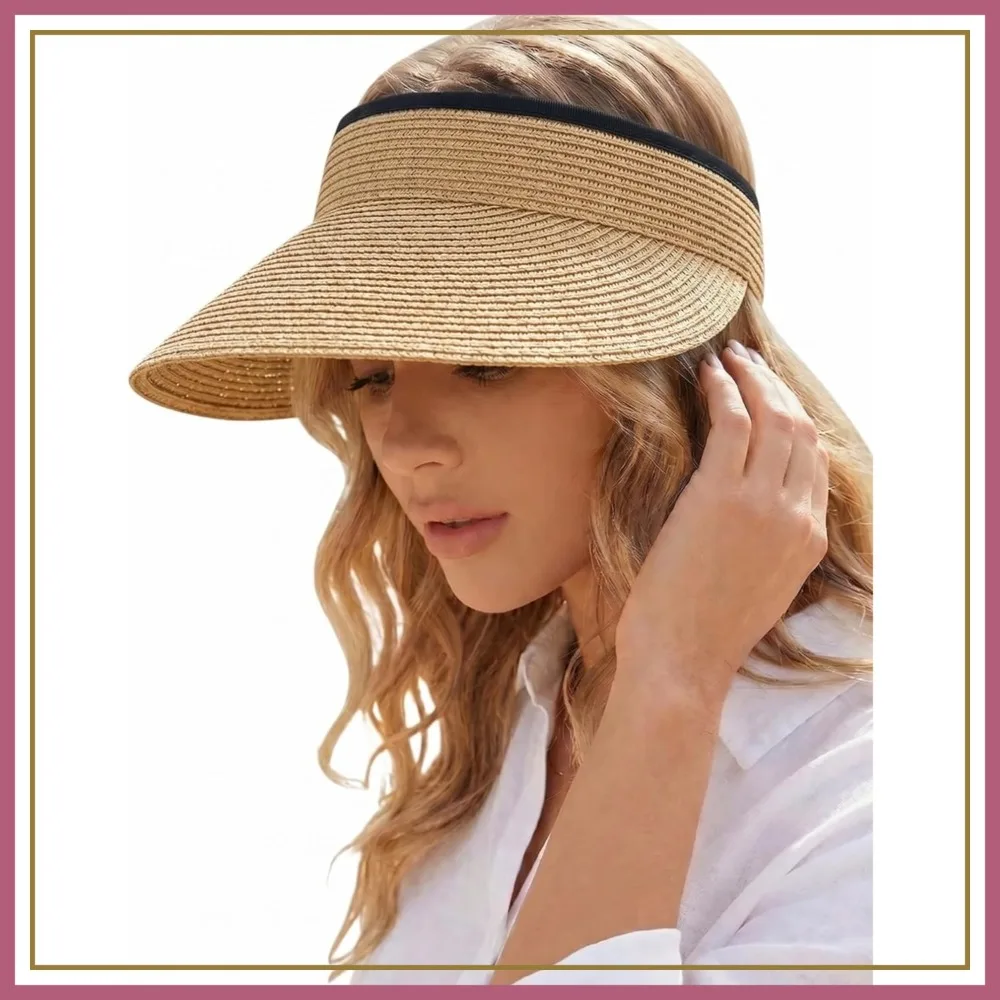 

Women's Sun Visor Hat for Beach Vacation, Ponytail Friendly, Foldable, UPF 50+
