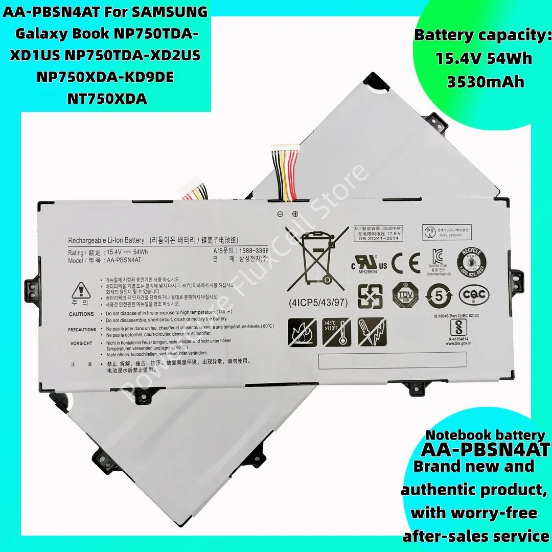 

Совершенно новая батарея для ноутбука AA-PBSN4AT для SAMSUNG Galaxy Book NP750TDA-XD1US NP750XDA-KD9DE NT750XDA 15,4 В, 54 Втч, 3506 мАч