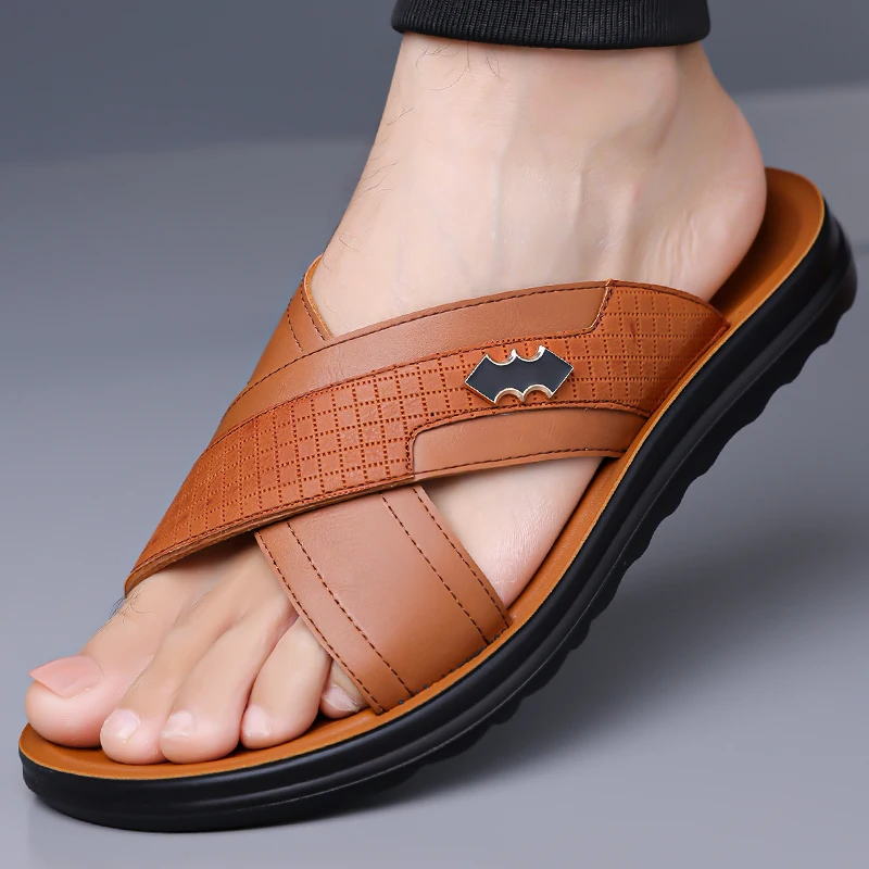 High Quality Full Grain Leather Thick Platform Beach Sandals New Style Anti Slip Outdoor Daily Seaside Sandals For Men Women