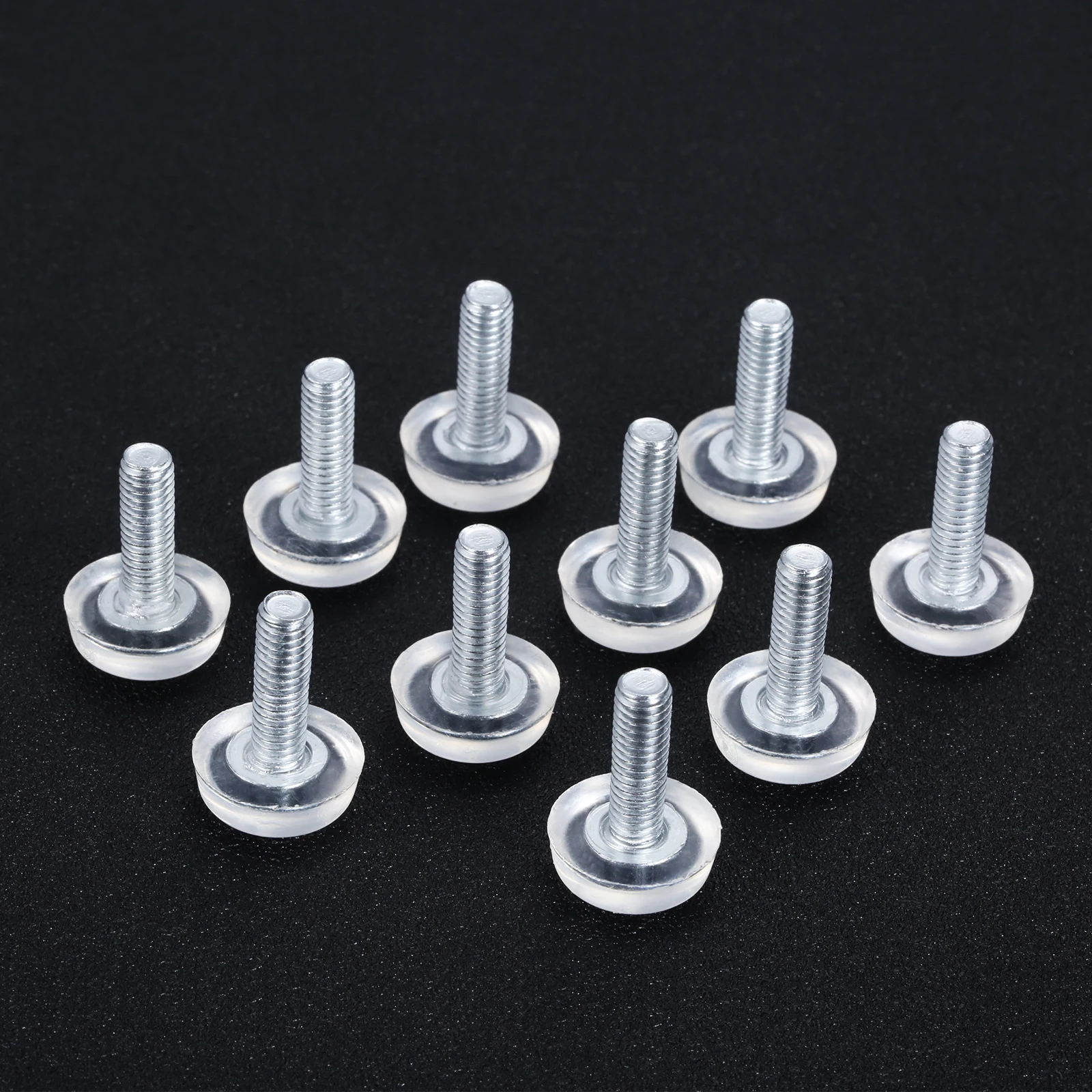 10 Pcs Screw-in M6 Bolt on Pad Transparent Furniture Table Sofa Cabinet Adjustable Levelling Leg Feet Glide Slide Base M6*19mm