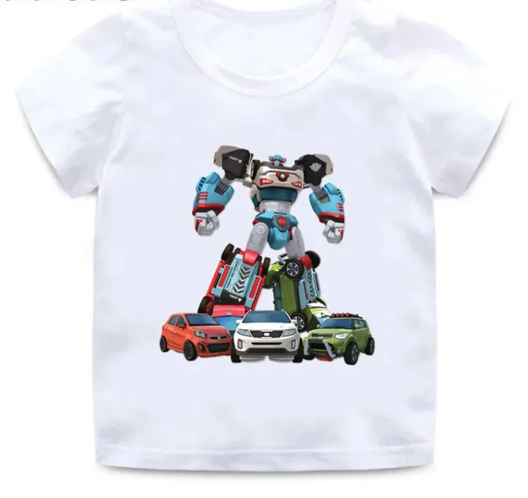 Transformador robô estampa de carro infantil, roupa de bebê, Tops de desenho animado feminino, verão, Top Sale, Top Sale, 2022