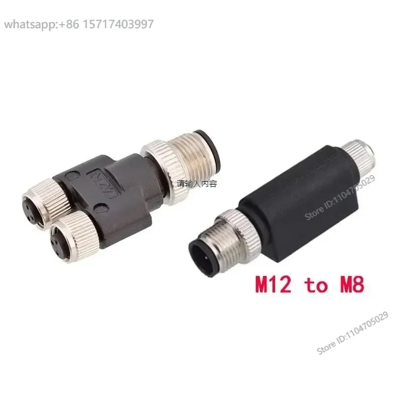 Male M12 Female M8 3 4 5 6 8 pin adapter Y I shaped B D coding connector splitter I P67 plug plastic product category