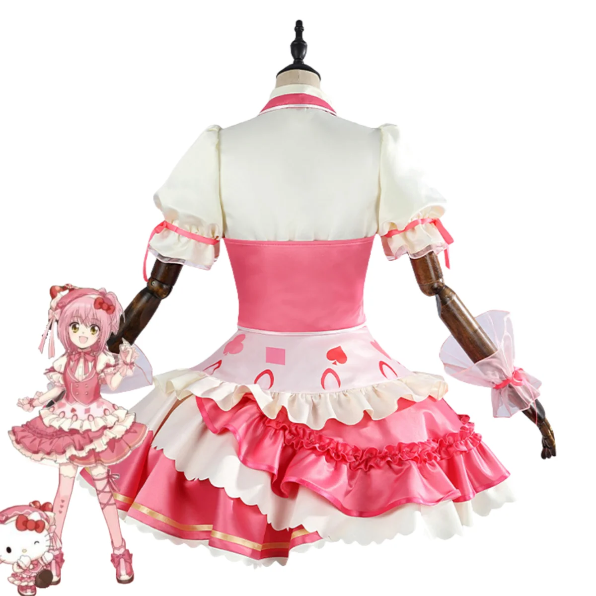 XQAnime Shugo Chara Hinamori Amu Cosplay Costume Pink Princess Dress Lolita Skirt Waistcoat Wig Woman Cute Birthday Party Suit view 3