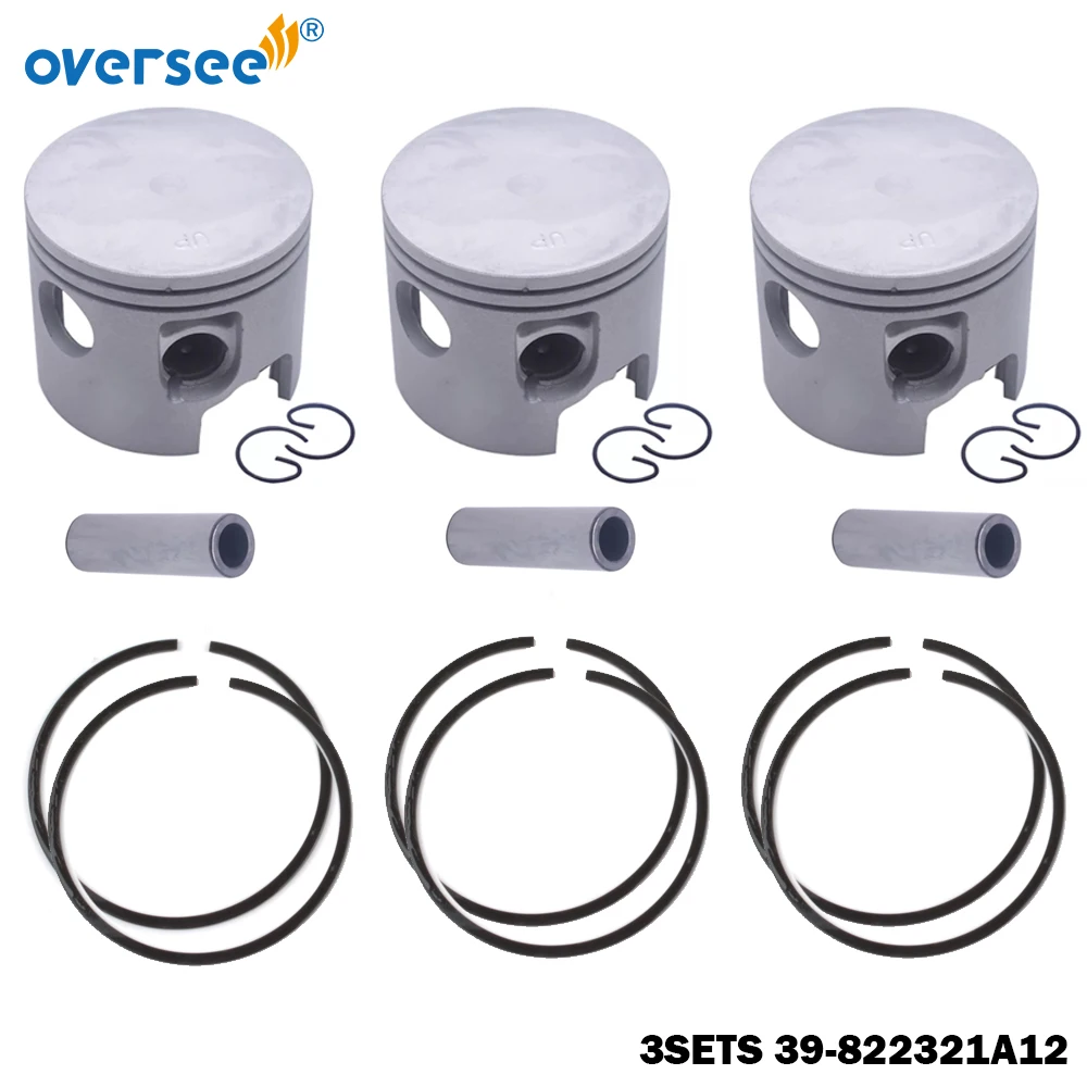 2704-826191T4 Piston Kit Std with Rings For Mercury Outboard Motor 75-90-100HP L3 L4 Pro14470 Mariner 65-125 Hp 821896A6