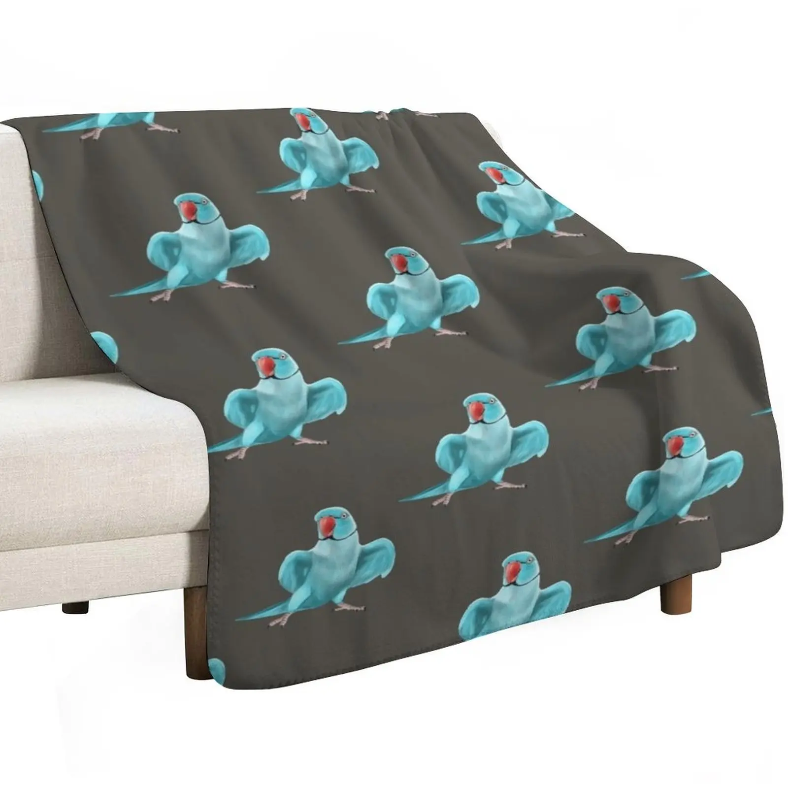 Blue Indian Ringneck Parrot Throw Blanket for winter Warm Bed linens Hair Hairys Summer Blankets
