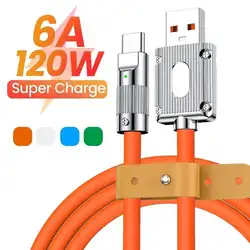 MVQF 6A Super Fast Charge 120W USB Cable Type-C To iOS Lighting Liquid Silicone Charger Data Cable For iPhone 14 Xiaomi Huawei