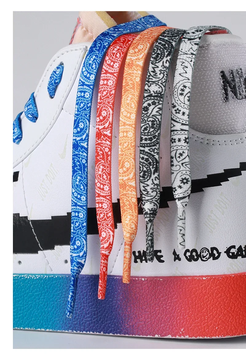 Cashew-Blumen-Schnürsenkel, flache Schnürsenkel für Sneaker, kreative, farbenfrohe Schnürsenkel mit Farbverlauf für Herren- und Damenschuhe, Accessoires, 1 Paar. – Detail 7