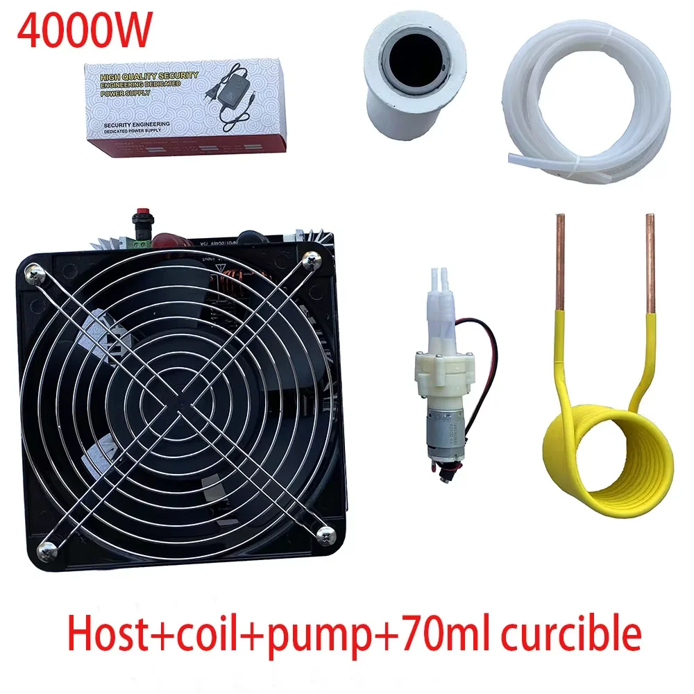 

4000W ZVS Induction Heater High frequency Induction Heating PCB Board Melted Metal + Coil +Pump+crucible