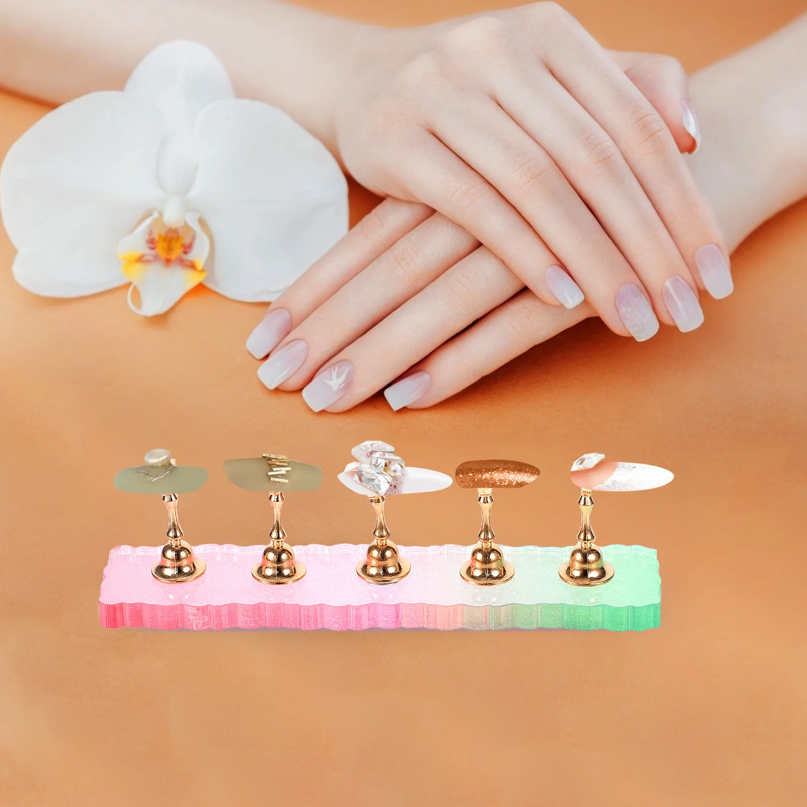 

3Sets Press on Nails Holder Manicure Practice Stand Smooth Surface Fake Nails Display Stand for Nail Artists Nail Holder
