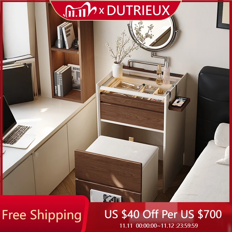 

Small Corner Vanity Table Bedside Bedroom Makeup Mirror Modern Dressing Table Drawers Chair Mesa De Maquillaje Home Furniture