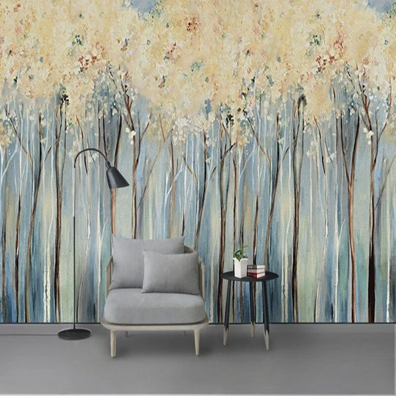 Beautiful 3D stereoscopic modern and simple Nordic forest TV luxurious home decoration bedroom background wall