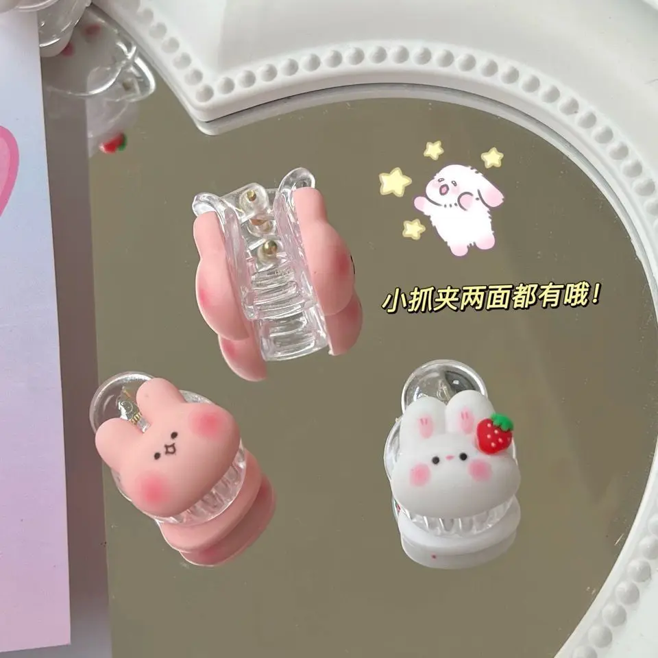 2 قطعة مقاطع Cottagecore الأرنب الفراولة أحمر الخدود لطيف ذيل حصان حامل الانفجارات تأمين للمراهقين فيونكات شعر للفتيات