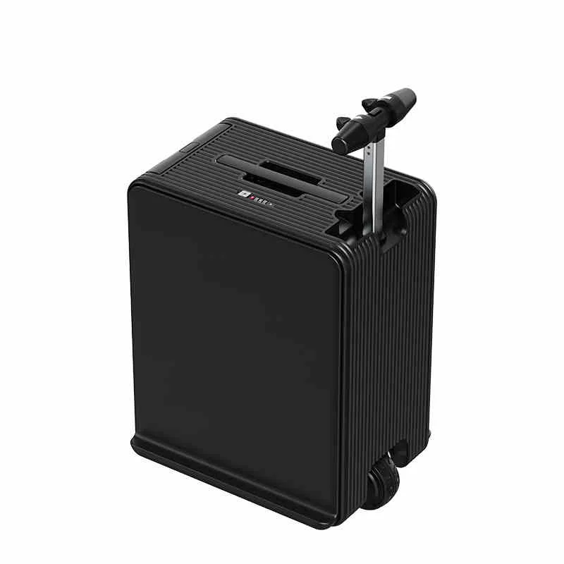 GEMULIN 20 Inch Black Suitcase Smart Ride Electric Motorized Luggage with TSA Front Open Feature Travel