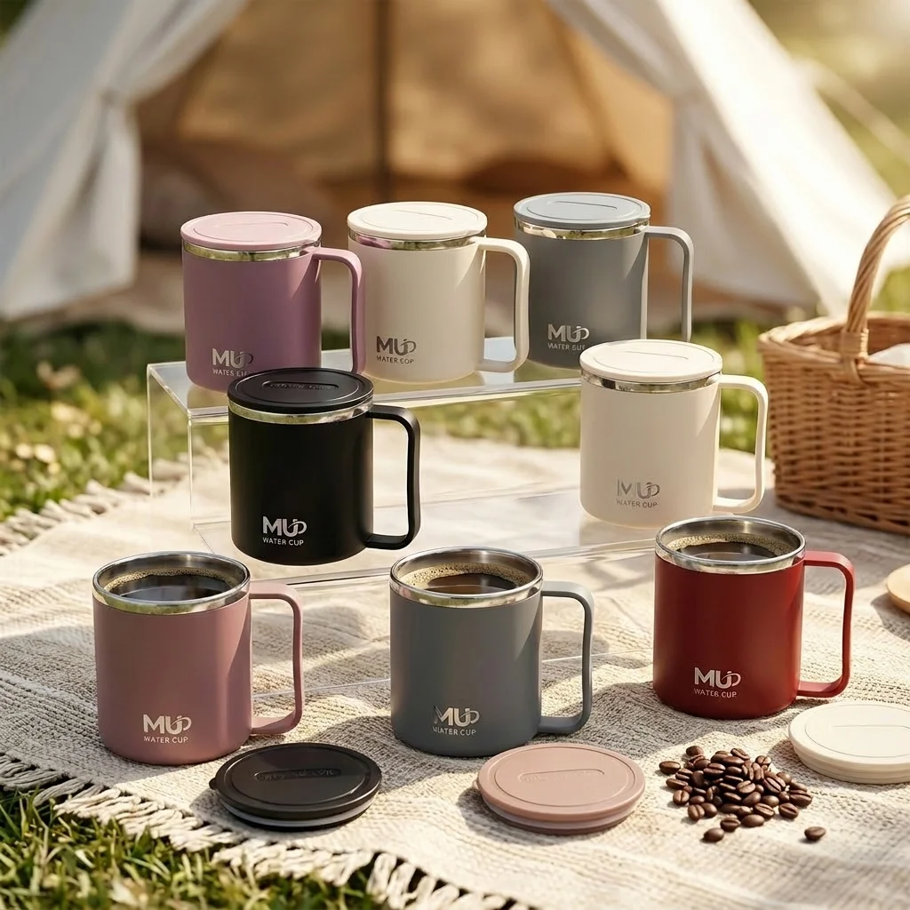 Mini 304 Stainless Steel Thermos Coffee Mug Insulated Travel Tumbler Leakproof Portable Water Bottle Cup with Handle and Lid