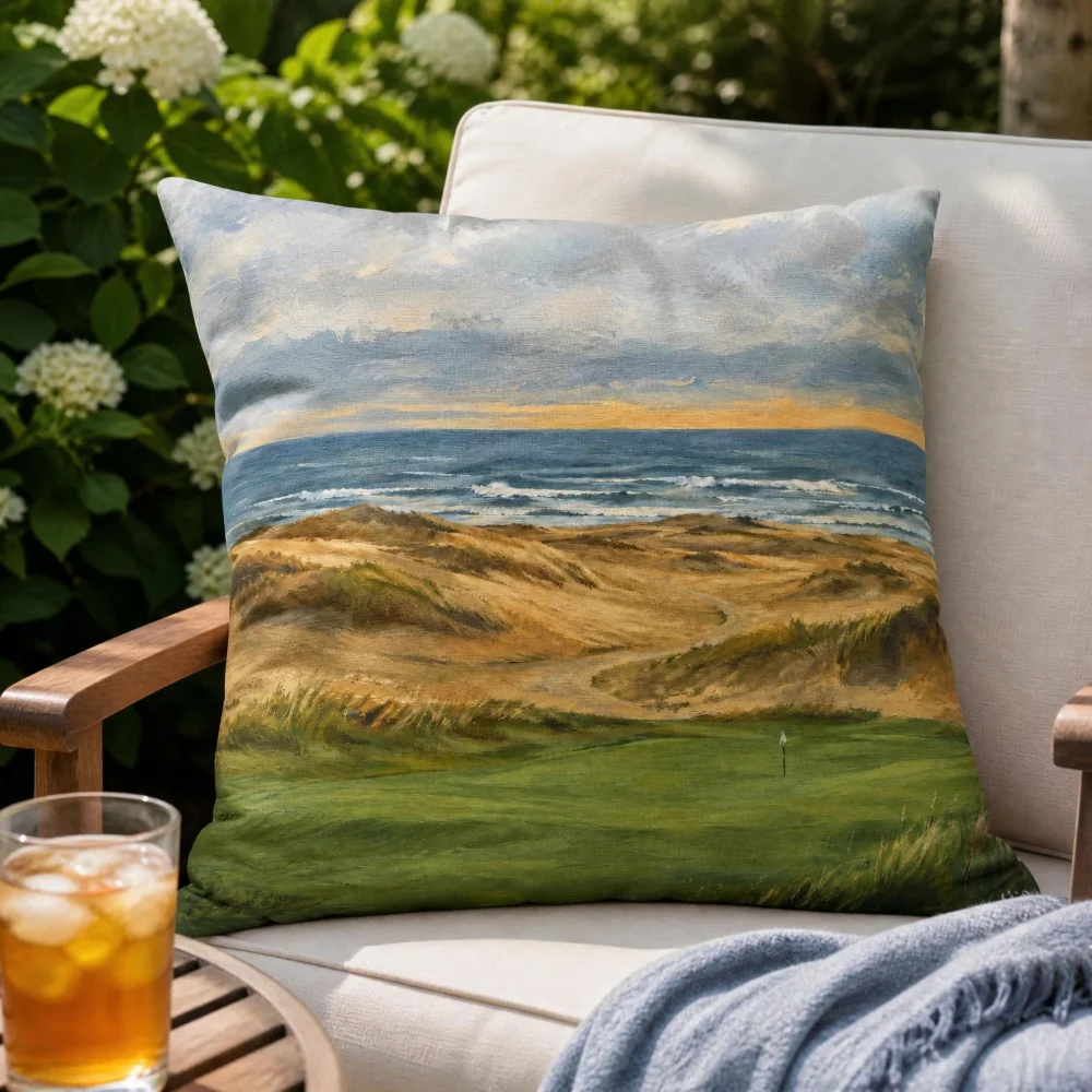 Oil Painting Print Full Throw Pillow With Insert Square Outdoor Patio Sofa Cushion Gift For Golfer Sports Fan Home Decor