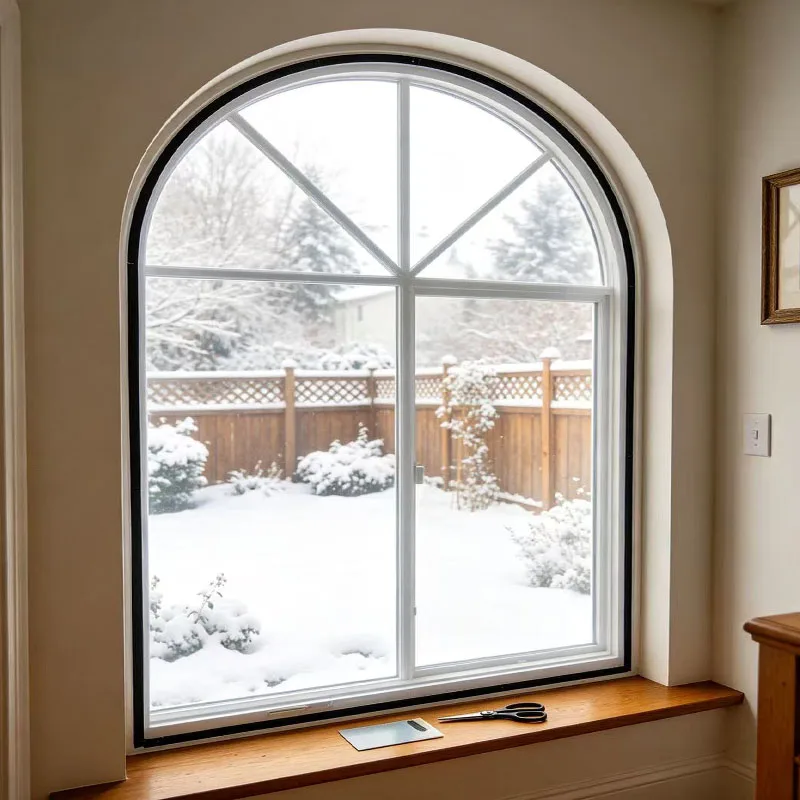 EVA Arch Window Film Winter Wind‑proof Thermal Insulation Curtain Transparent Cold Blocking Window Cover for Arched Windows