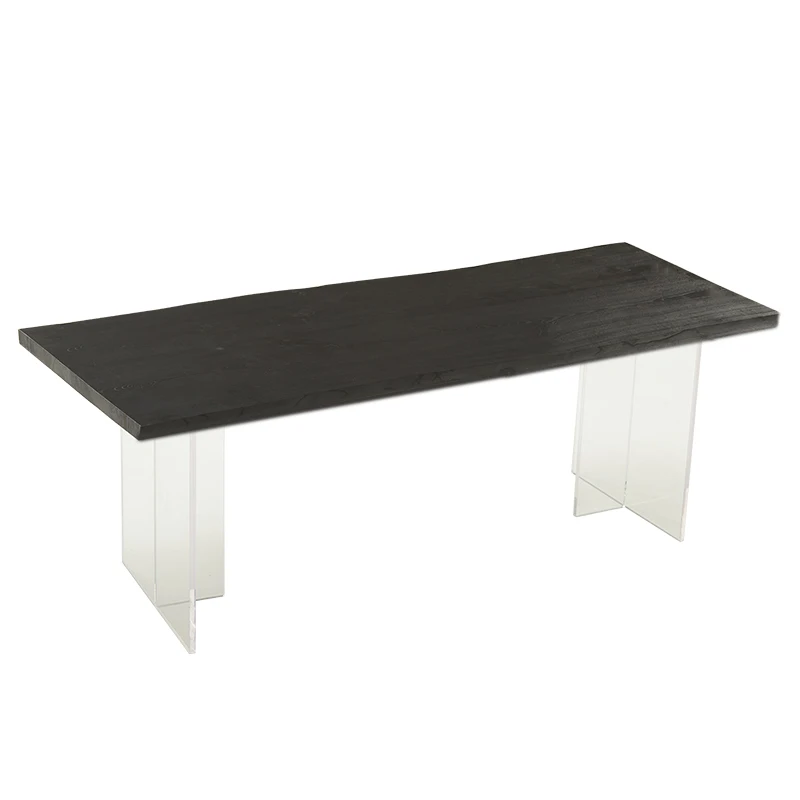 

Suspended long meal Solid wood black desk Light luxury acrylic desk Balcony coffee table Creative computer desk