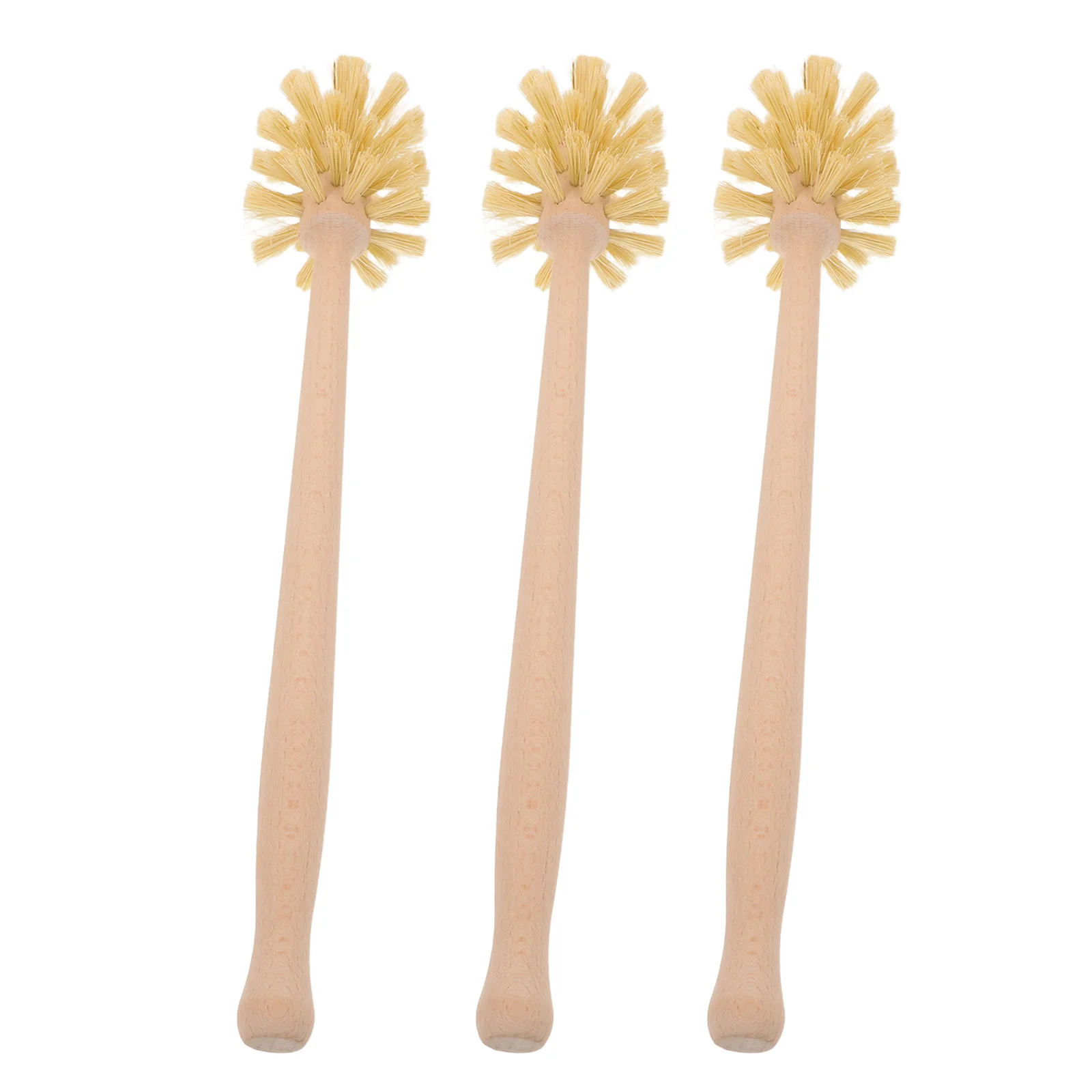 

3pcs Long Handle Toilet Brush 2.55" Sisal Head Wooden Handle Deep Cleaning Bathroom Scrubber Household Toilet Bowl Cleaner Tool