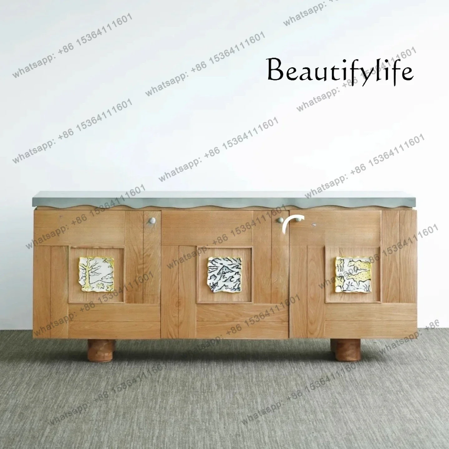 

Medieval Solid Wood Dining Side Cabinet Living Room Home Creative Retro Style Dining Side Cabinet Simple Modern Locker