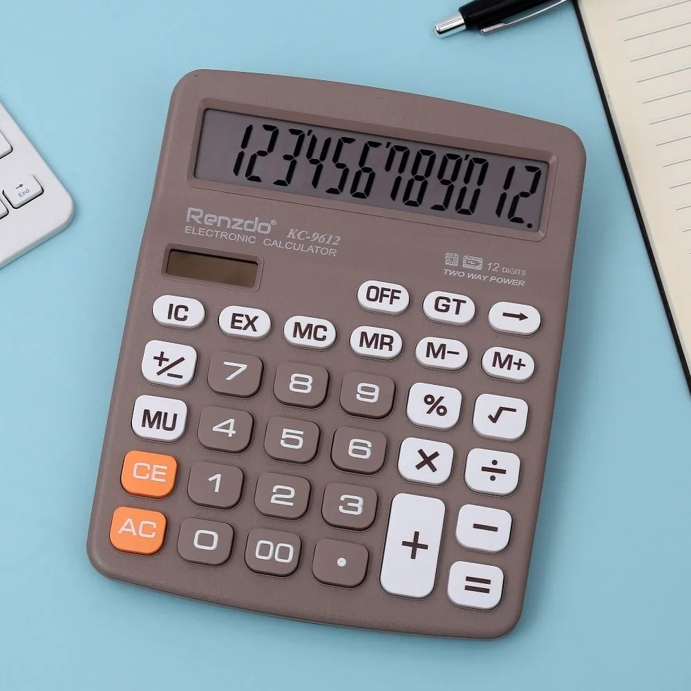 

12 Digits Solar Calculator Accounting Tools Lightweight Electronic Calculator Dual Power Supply Portable Scientific Calculator
