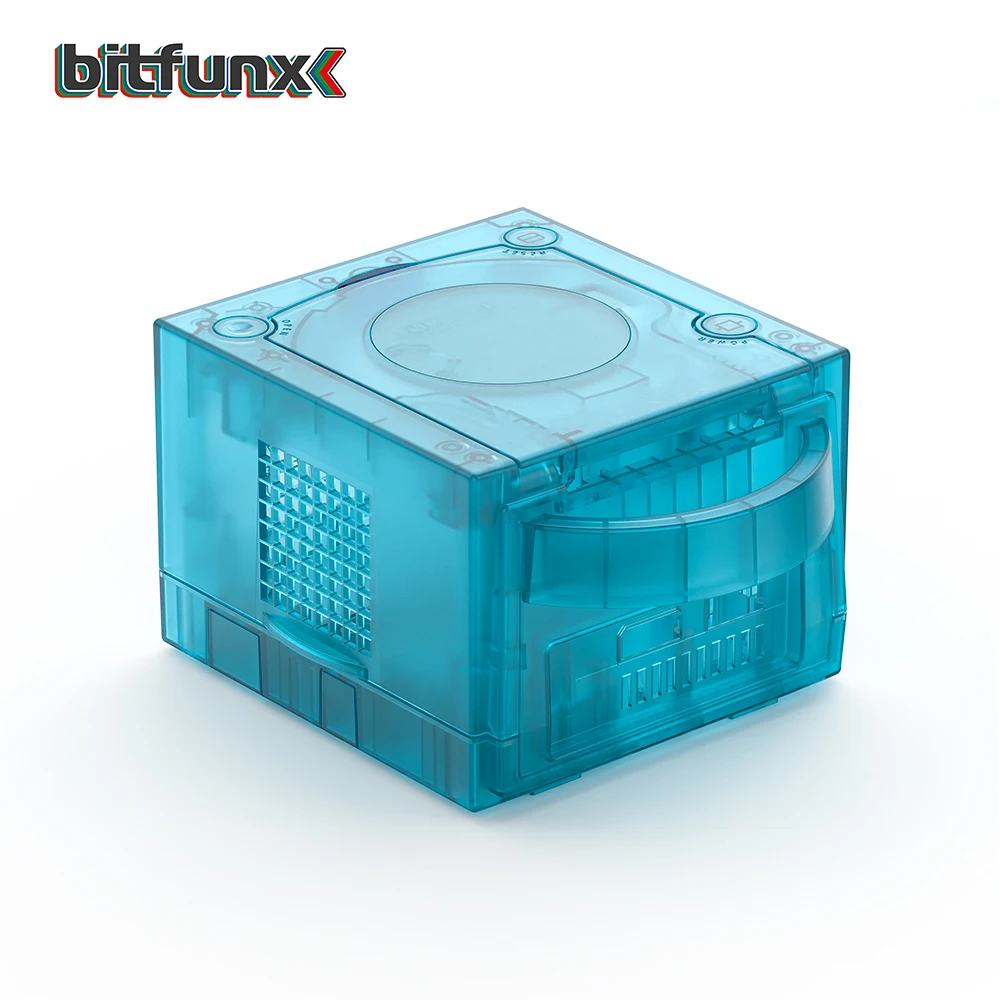 غطاء بديل من Bitfunx غطاء حماية شفاف باللون الأزرق الجليدي لوحدة تحكم ألعاب Gamecube NGC لمشغل Gameboy DOL-017