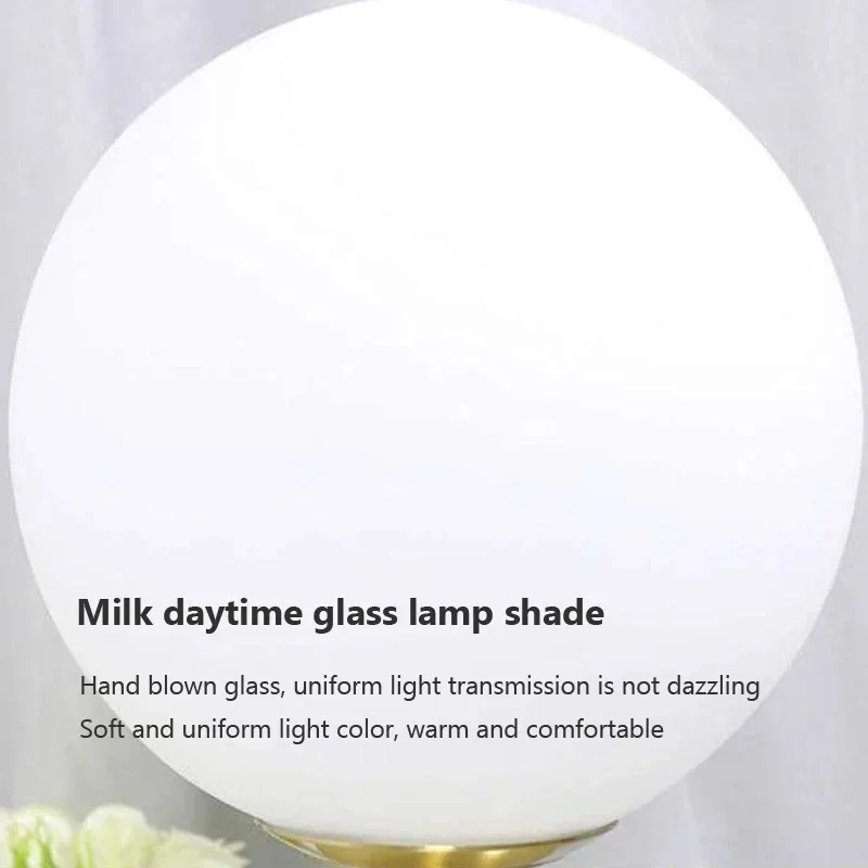 Modern LED Glass Table Lamps Nordic Bedroom Bedside Creative Glass Ball Decorative Cute Lamp Simple Study Desk Light Home Decor