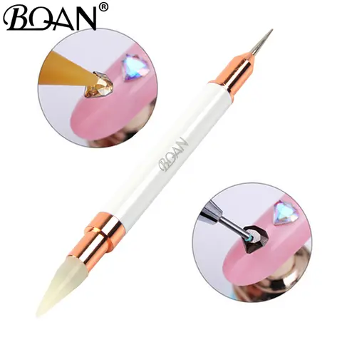 BQAN 1 Pc Dual-ended Dotting Pen Rhinestone Studs Picker Wax Pencil Crystal Beads Handle Nail Art Tool