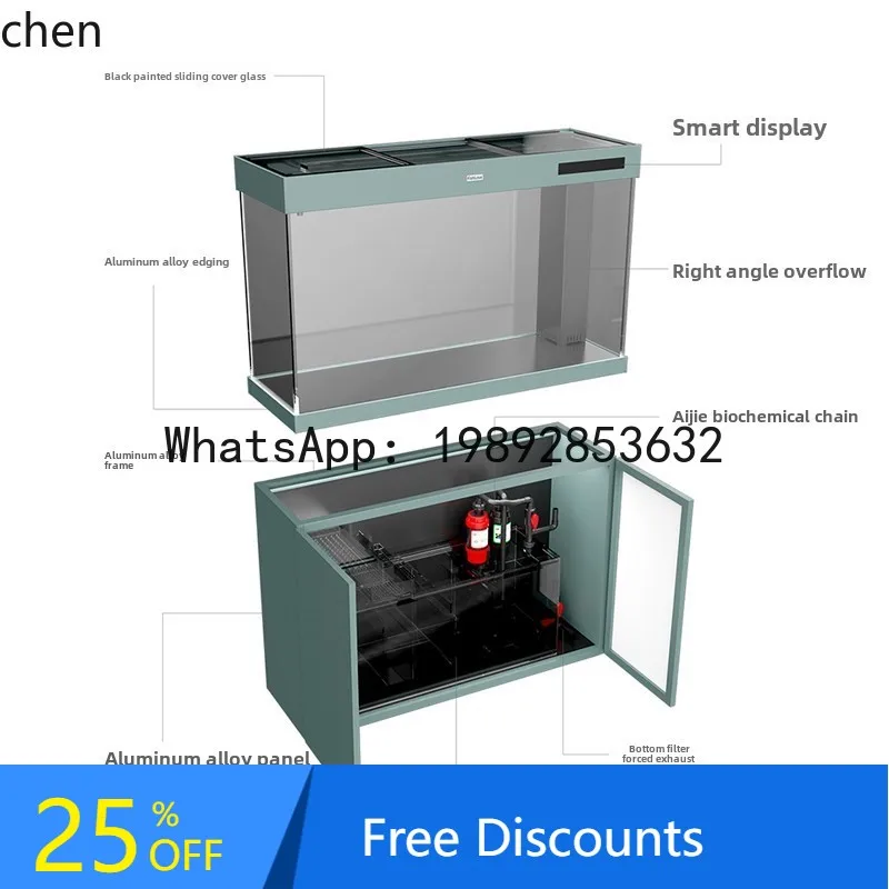 

Домашний аквариум для гостиной, большой пол с нижним шкафом, аквариум-дракон, ультрабелое стекло, аксессуары для украшения дома