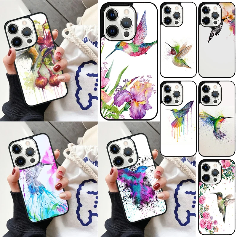 Hummingbird Watercolor Rainbow Cover For iPhone 16 13 14 15 Pro Max 12 Mini 11 15 Pro Max 6 7 8 Plus Max SE 2020 Phone Case