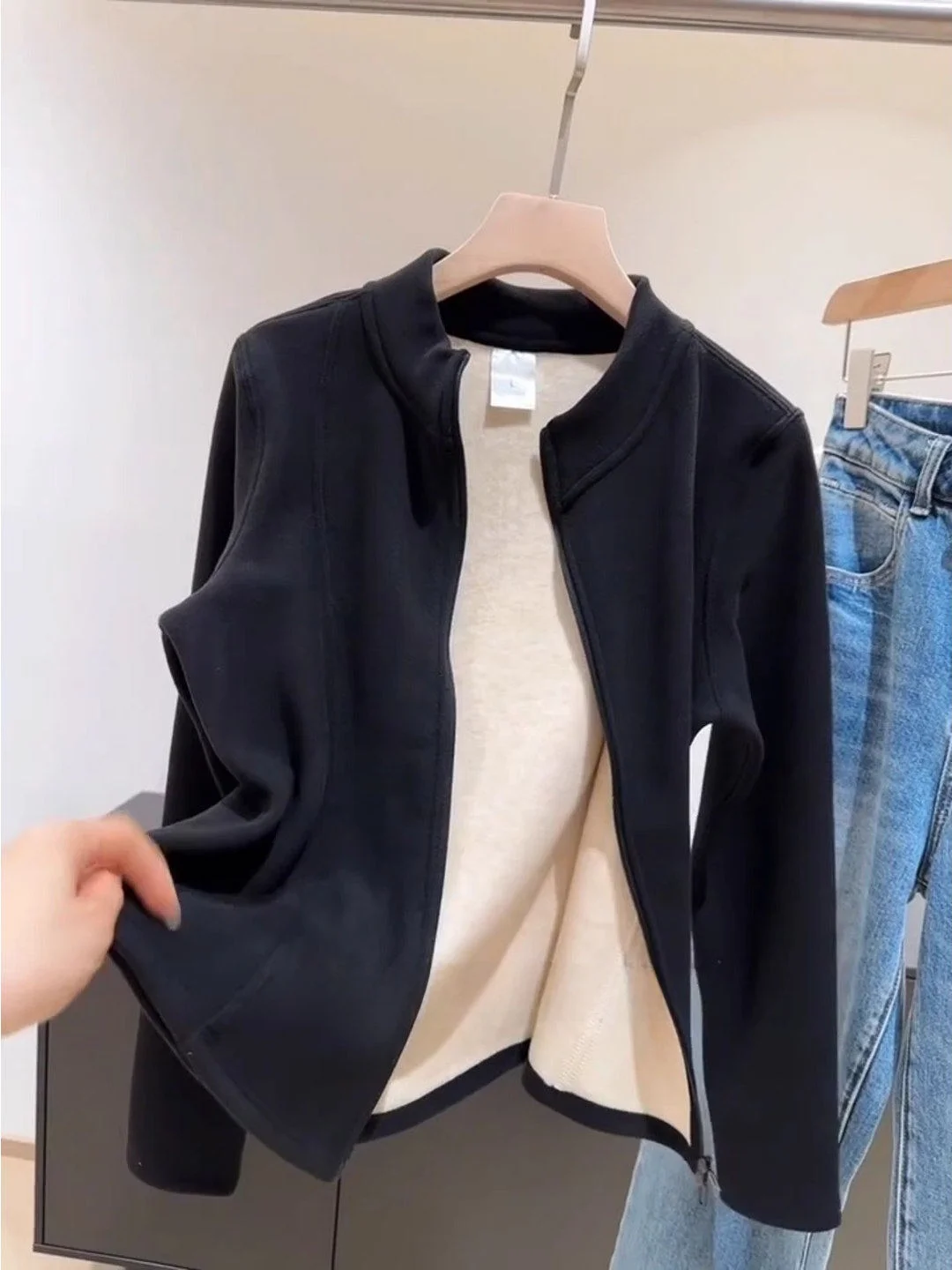 Sweat-shirt à col montant pour femme, automne-hiver, veste avec fermeture éclair, veste intérieure en duvet, marque chinoise YR-LMY, manches longues