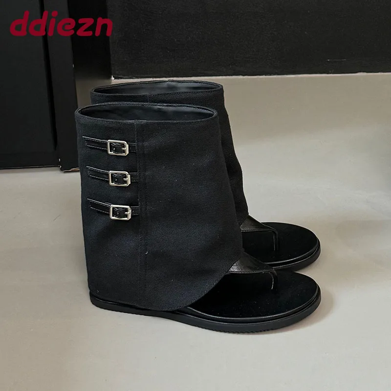 

Новинка 2025, модные женские ботильоны с открытым носком, ботинки, увеличивающая рост обувь, женские короткие ботильоны, женские шлепанцы