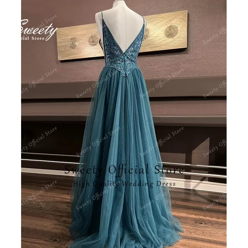 Graceful Prom Dress Organza With Embroidery Wedding  A-Line Floor Sleeveless V-Neck Evening Dress Customized Vestidos De Fiesta