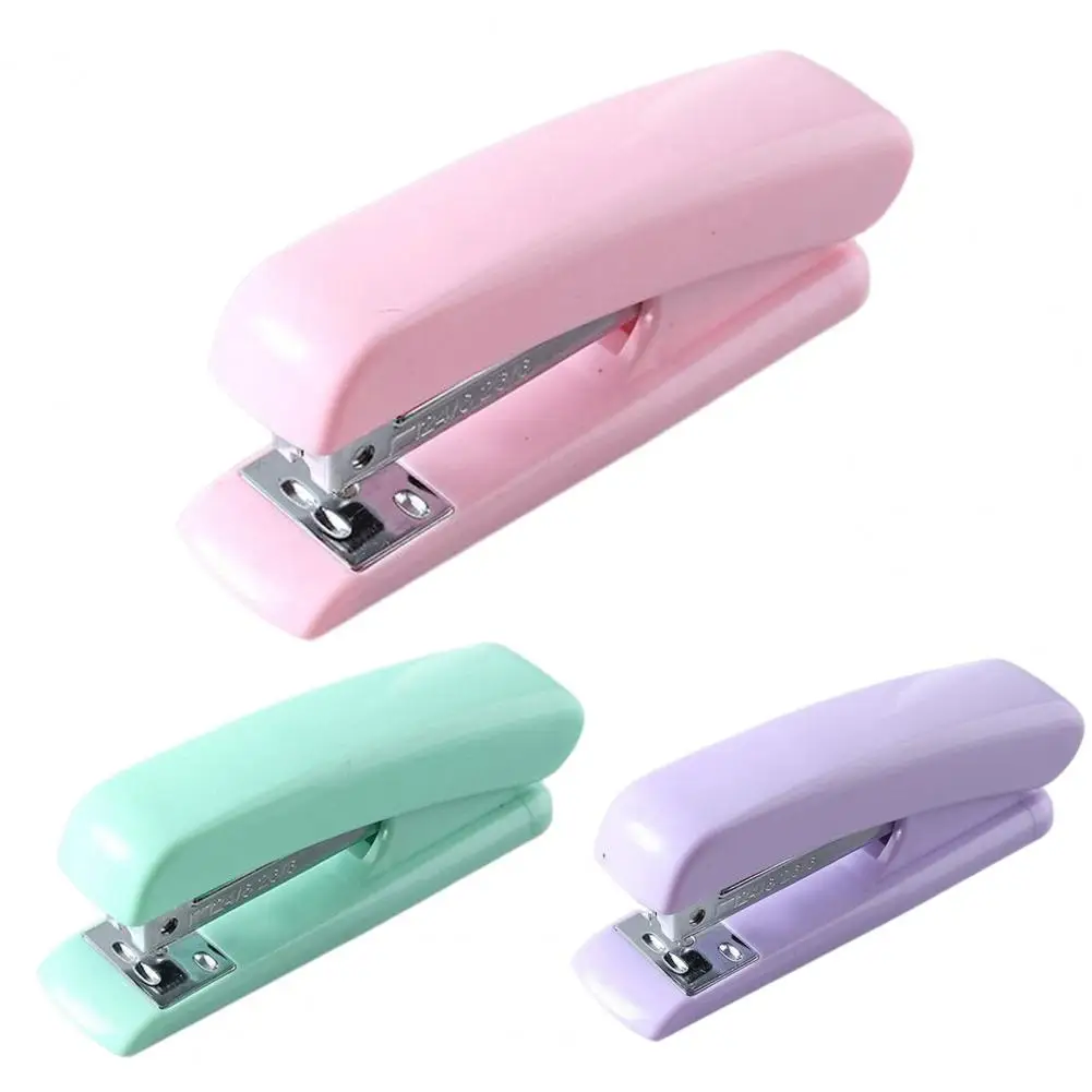 Small Stapler Anti-slip Efficient Labor-saving Macaron Color Student Stapling Tool Office Supplies