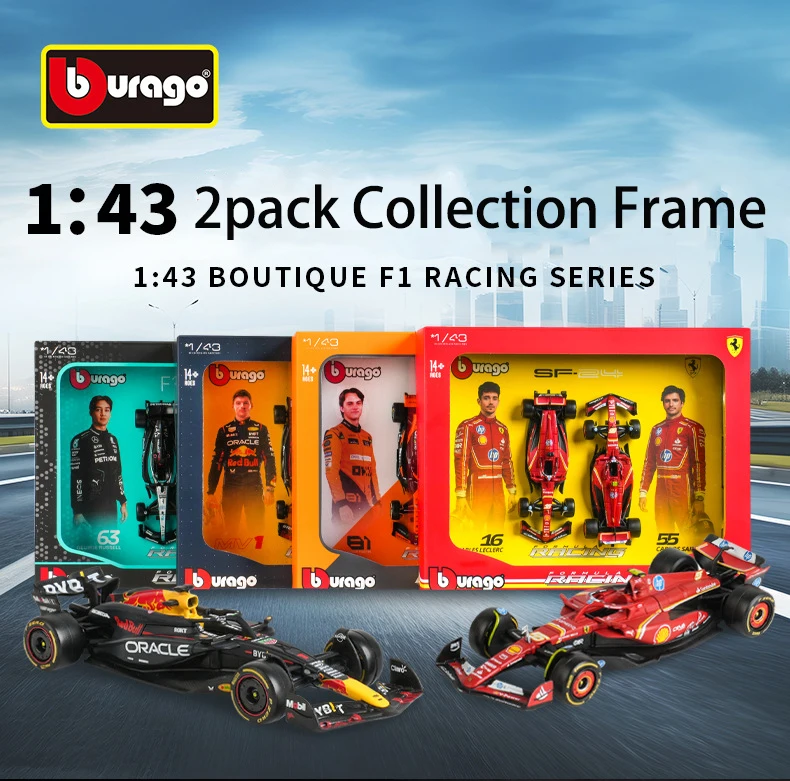 Bburago 1:43 F1 RB20 MCL38 SF24 Racing Car Model 2 Pack Gift Box Set Formula 1 Diecast Alloy Race Car Toy For Collection Gift