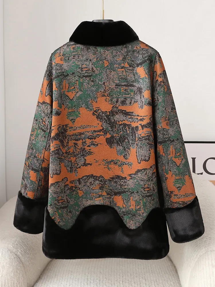 Abrigo de mamá, elegante para mujer, piel de visón, piel para personas de mediana edad y mayores, piel de visón dorada, abrigo de abuela