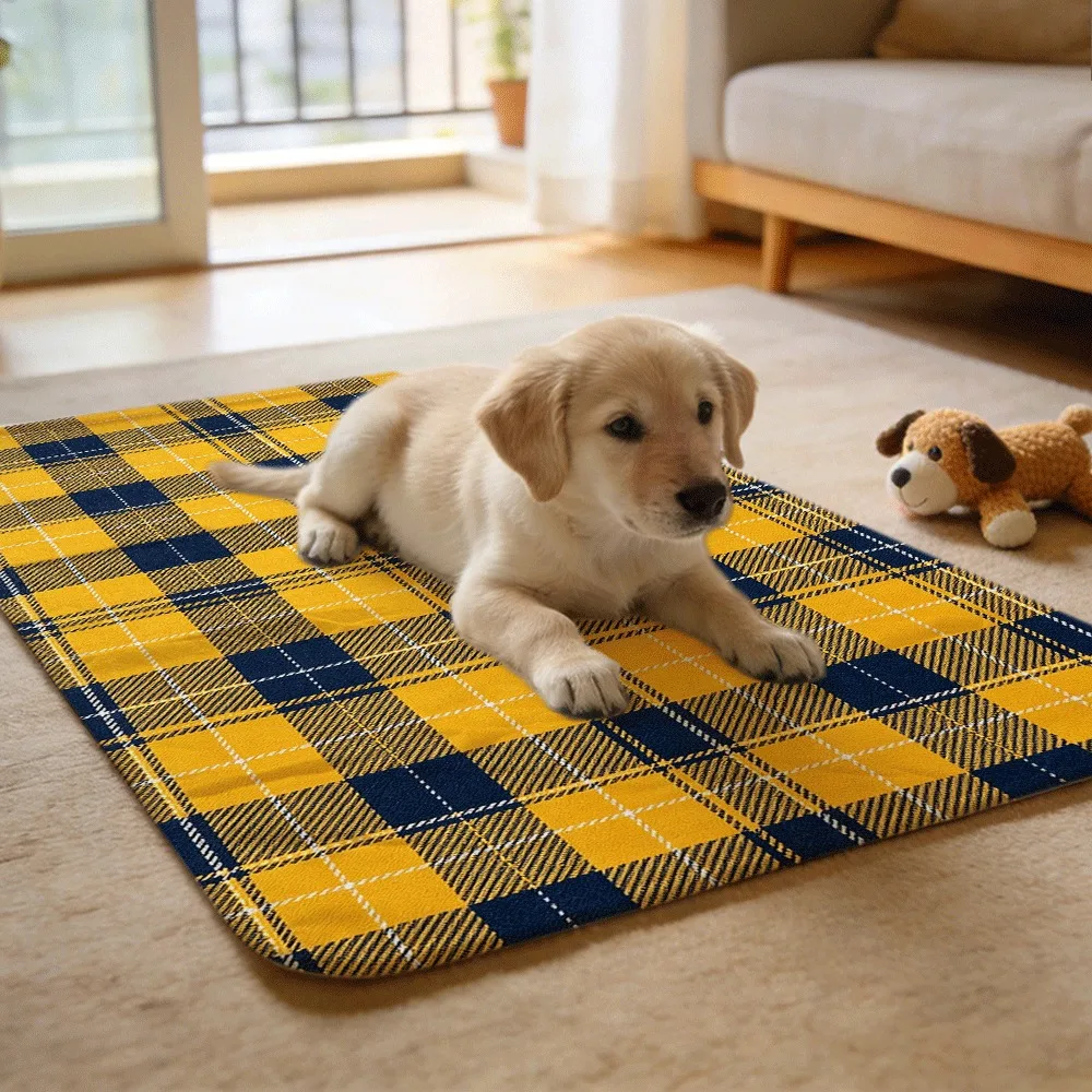 Sunny Plaid Reusable Absorbent Pet Pads Soft Breathable Liner for Dogs Cats Guinea Pigs