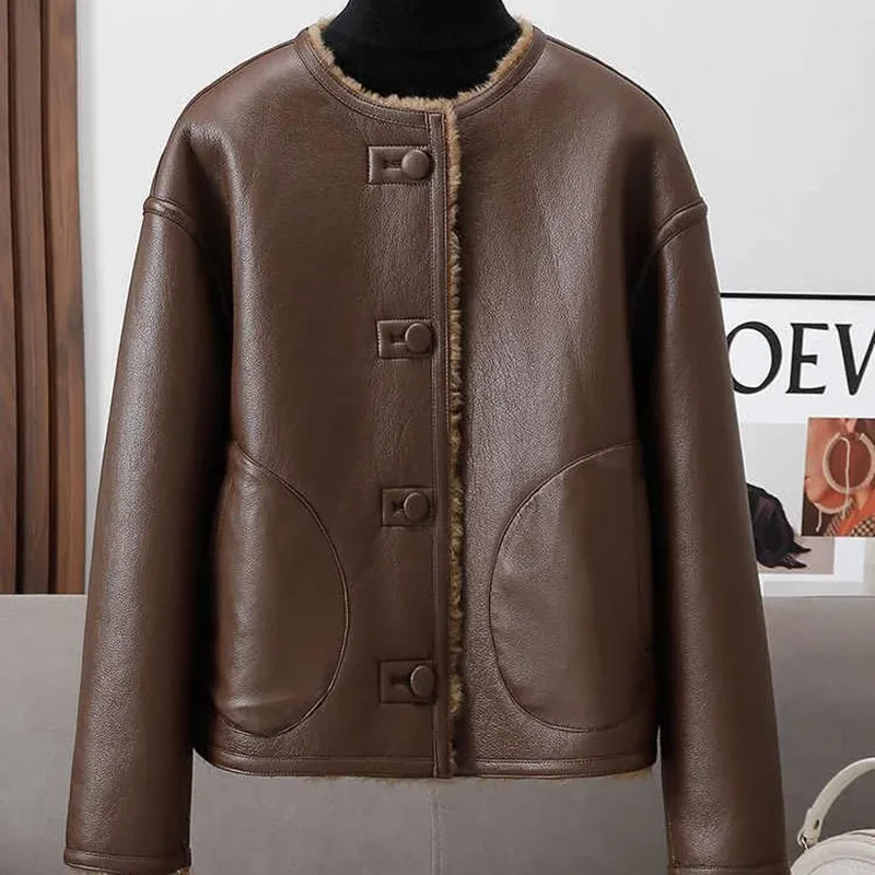 

2026 New Spring Autumn Chic Jacket Outwear Women's Overcoat Fur One Sheep Shearer Coat Loose Lamb Fur Short Coat Tops
