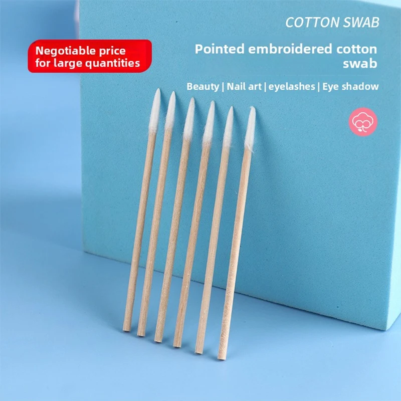 مسحات قطنية مدببة مطرزة بالوشم 7 سم للمكياج، وإزالة كحل العين، وتعديل الوجه، ومسحات قطنية للتجميل، ومسحات قطنية مدببة للاستعمال مرة واحدة