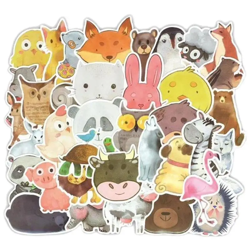 100 PCS Cute Cartoon Animal Stickers Notebook Laptop Phone Pad Scrapbook Decal Sticker For Kids Teens Toy Gift