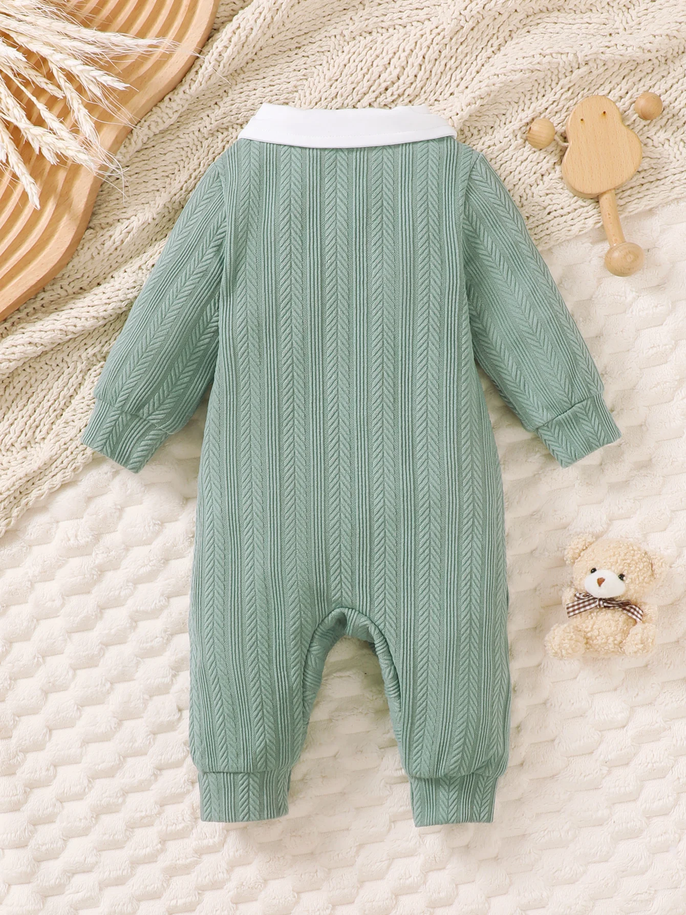 Baby Clothing Baby Boy Bodysuit Lapel Bow Spring and Autumn Long Sleeved Bodysuit Suitable for Male Babies Aged 0-18 Months