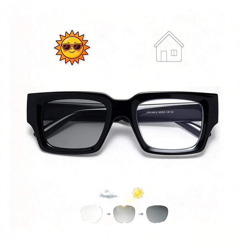 Reading glasses wide temple square reading glasses for men and women, thick turtle shell frame photochromic presbyopia