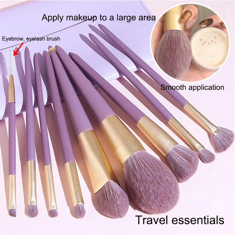 Zestaw 9 pędzli do makijażu, podróżny, miękkie pędzle do podkładu, korektora, konturowania, pudru, blendowania, akcesoria do makijażu